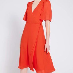 Alice & Olivia Suri Flutter Sleeve Midi Dress